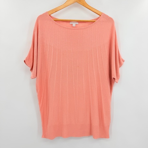 New York & Company Tops - New York & Co Y2K Women's Bright Spring Coral Knit Top Dolman Sleeve 90s Size XL